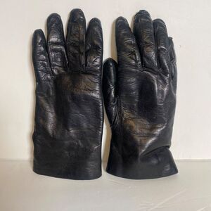 Astor One Italy Black Leather Gloves Rabbit Fur Lined Size 6.5